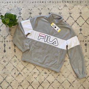 NWT FILA Grey Logo Fleece Pullover - Size S
